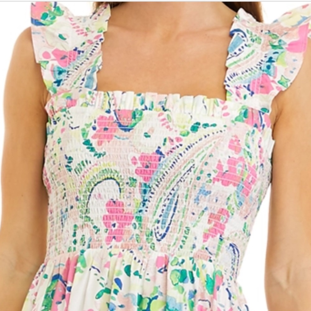 Crown & Ivy Women's Floral Smocked Dress - Pink and Blue